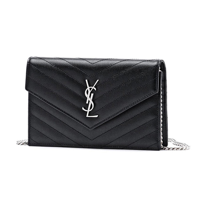 圣罗兰女士黑色牛皮单肩包 丰尚海外女士包袋