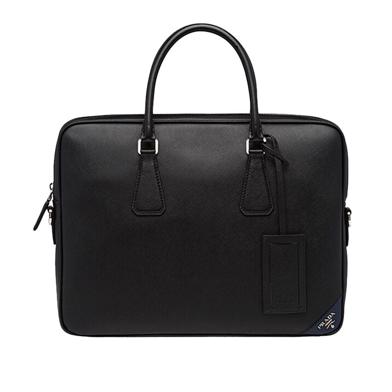prada男士牛皮黑色单肩简约斜挎包 丰尚海外男士包袋