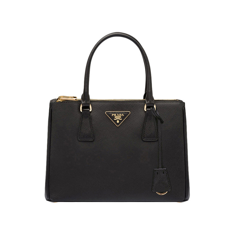 prada galleria系列黑色牛皮手提包 丰尚海外女士包袋