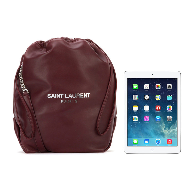 圣罗兰女士暗红色水桶包 丰尚海外女士包袋