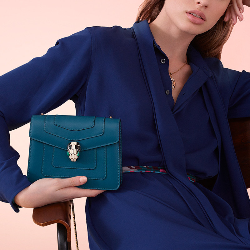 bvlgari女士绿色小牛皮单肩包 丰尚海外女士包袋