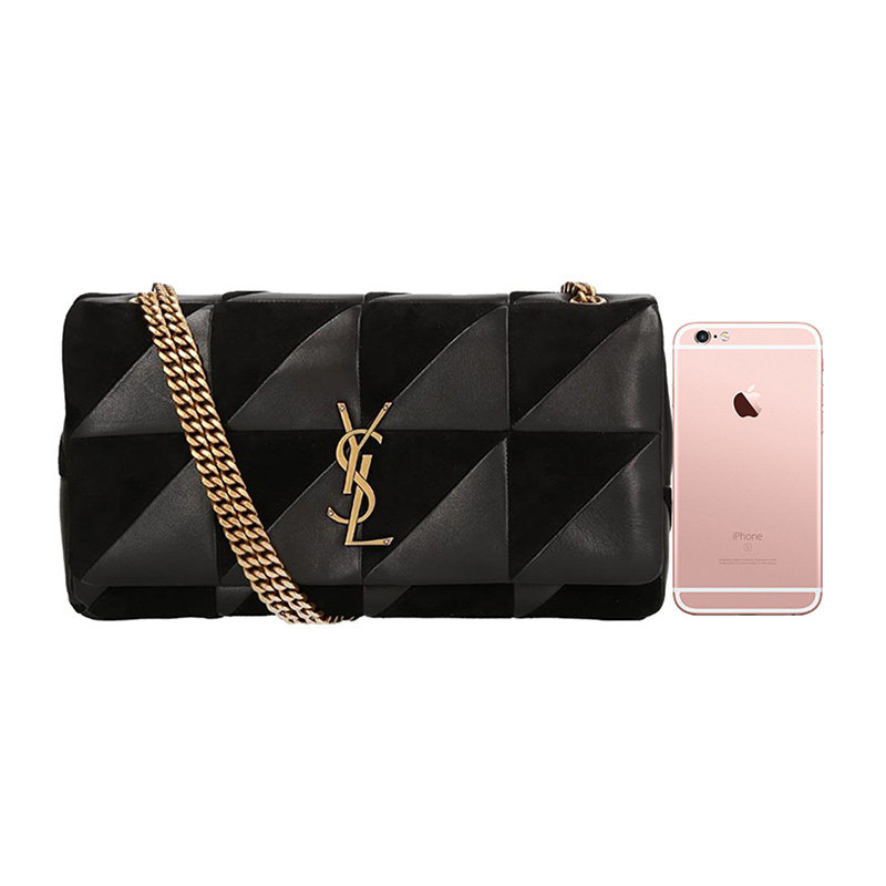 圣罗兰女士小牛皮拼接链条手提包 丰尚海外女士包袋