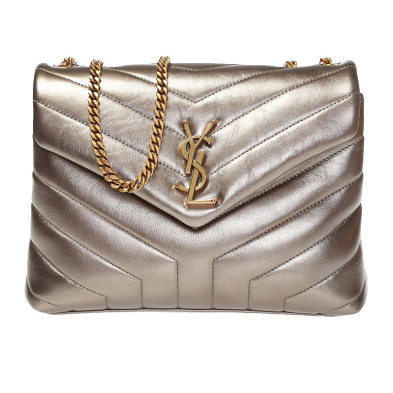 圣罗兰女士金色皮革单肩包 丰尚海外女士包袋