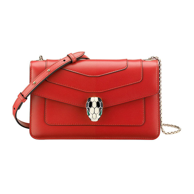 bvlgari女士胭脂碧玉色蛇头斜挎包 丰尚海外女士包袋