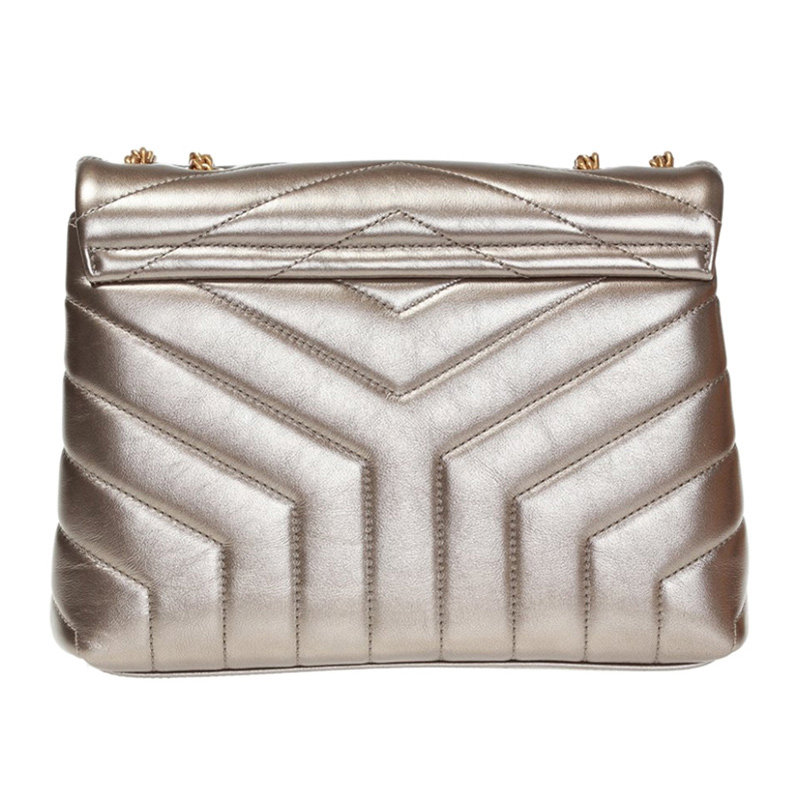 圣罗兰女士金色皮革单肩包 丰尚海外女士包袋