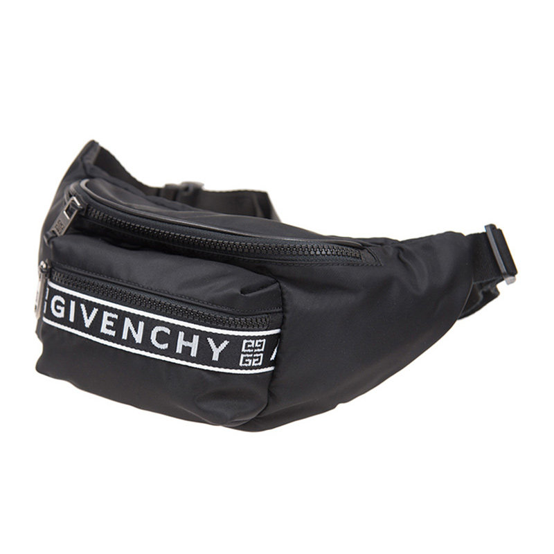 givenchy男士黑色徽标印花腰包 丰尚海外男士包袋