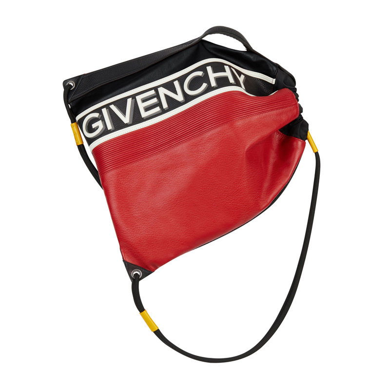 givenchy男士红黑配色小牛皮双肩包 丰尚海外双肩背包