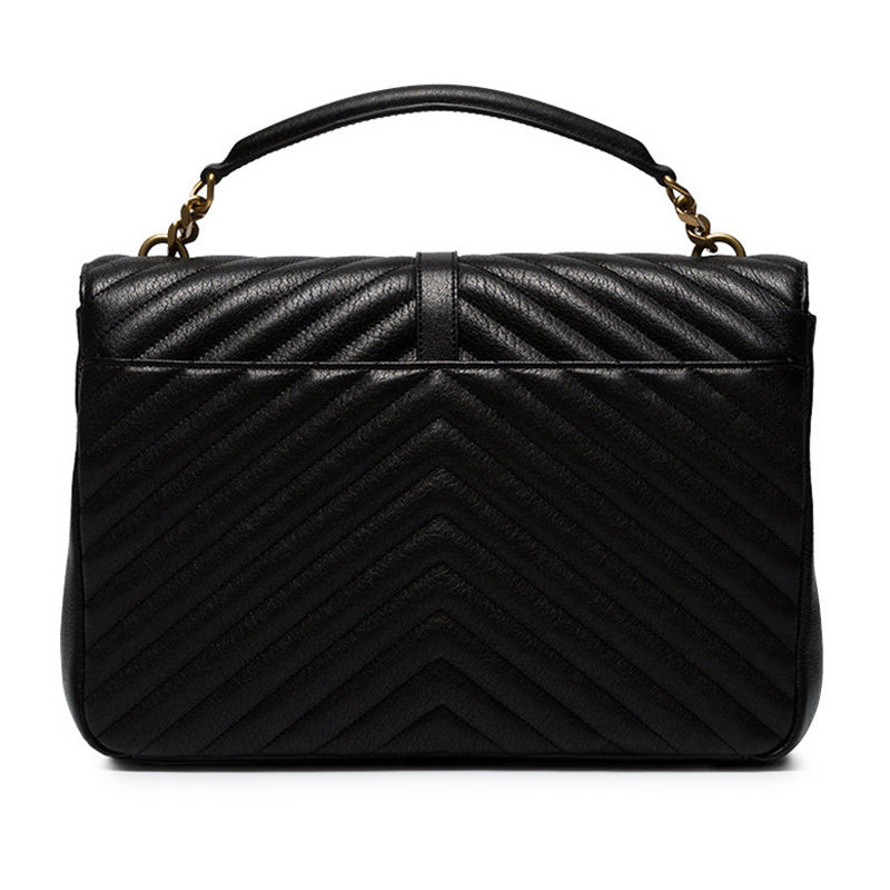 圣罗兰女士黑色皮革斜挎包 丰尚海外女士包袋