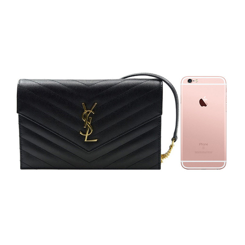 圣罗兰monogram黑色牛皮单肩链条包 丰尚海外女士包袋