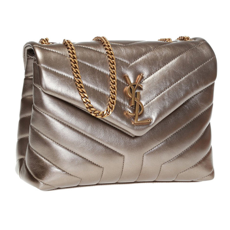 圣罗兰女士金色皮革单肩包 丰尚海外女士包袋