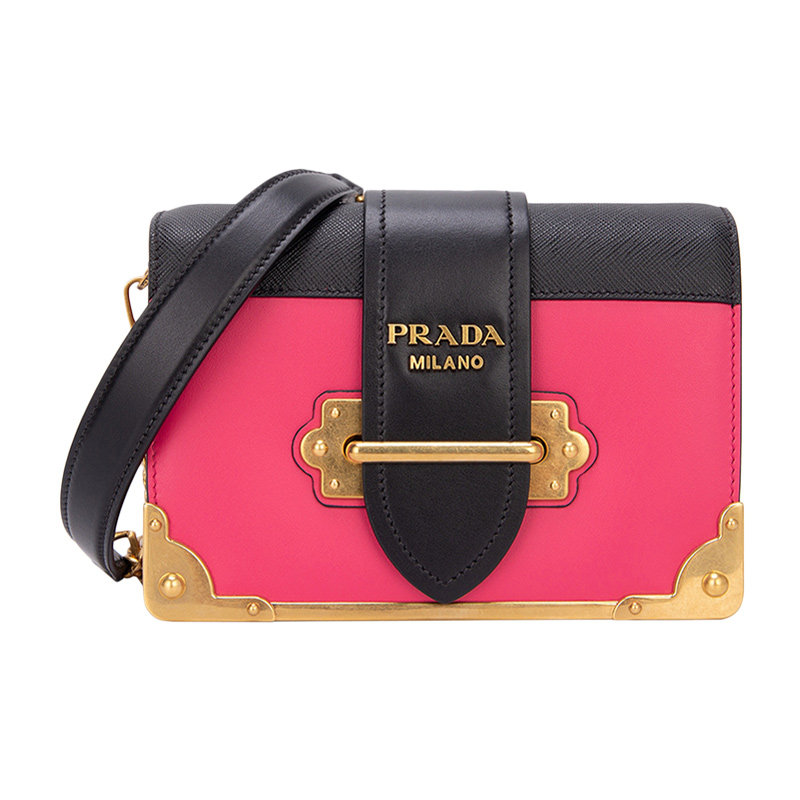 prada女士品红色牛皮斜挎包 丰尚海外女士包袋