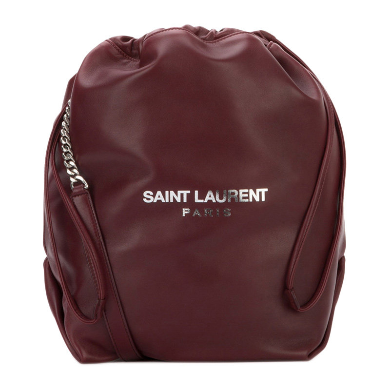 圣罗兰女士暗红色水桶包 丰尚海外女士包袋