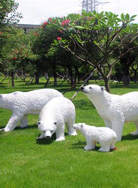 户外仿真北极熊雕塑摆件玻璃钢几何块面熊动物园景区游乐场装饰品