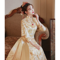 Show Wo Winter Winter Bridal Chinese Wedding Dresses Men And Women Suit Champagne Show Kimono and 2023 New Wedding Suit Little Subs