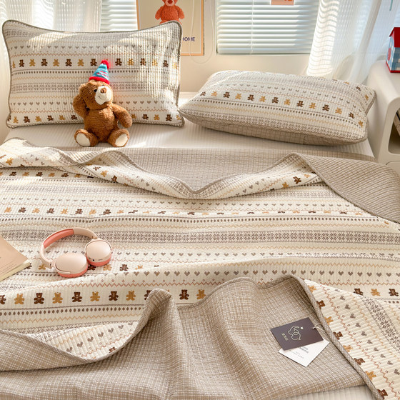 Double-sided pure cotton bed cover, reversible