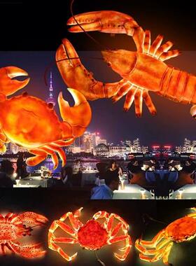 发光仿真大闸蟹模型酒店餐厅店门头招牌装饰玻璃钢大号螃蟹壳灯箱