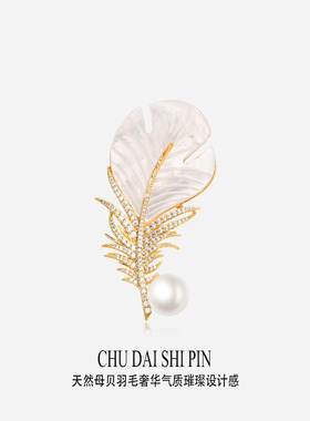 欧美母贝女士羽毛胸针胸花