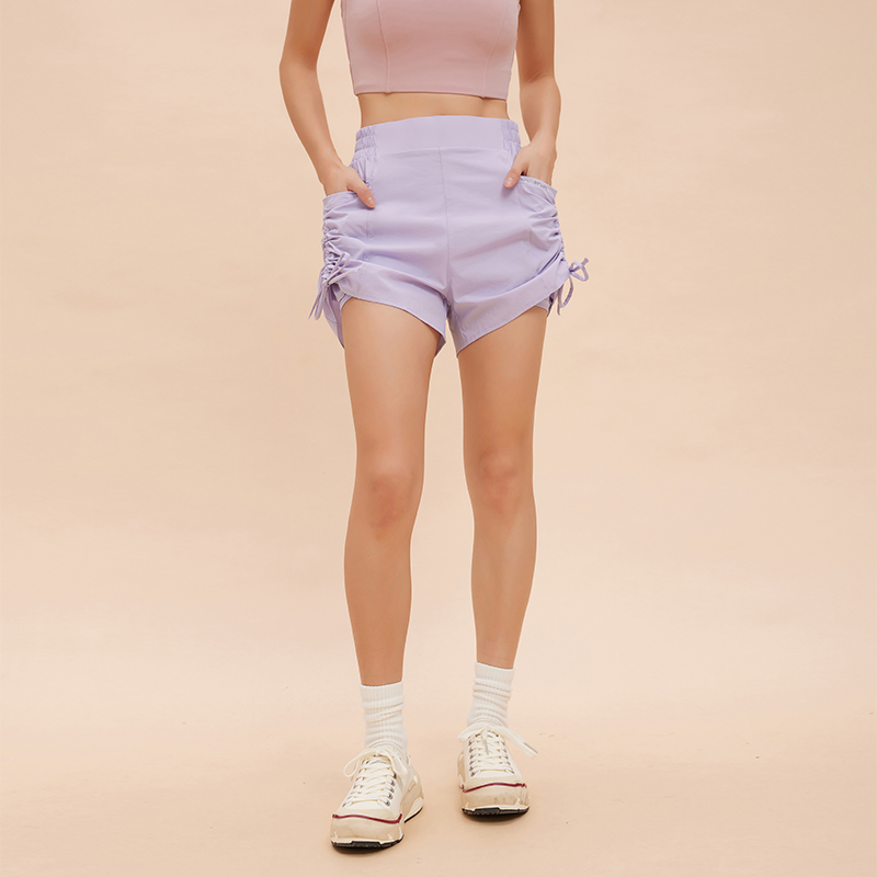 annerun抽绳防走光运动短裤女外穿宽松速干健身裤假两件骑行裤潮 - 图0