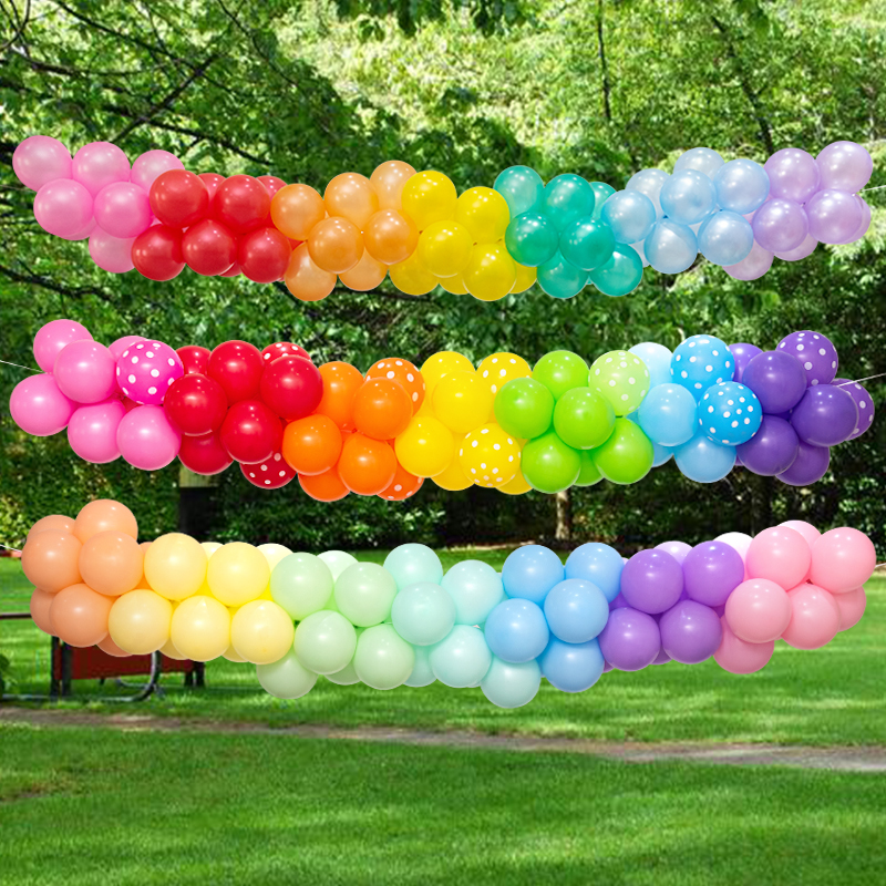 圣诞节餐厅店铺活动场景布置生日装饰彩虹气球链挂布横幅拍照道具 - 图1