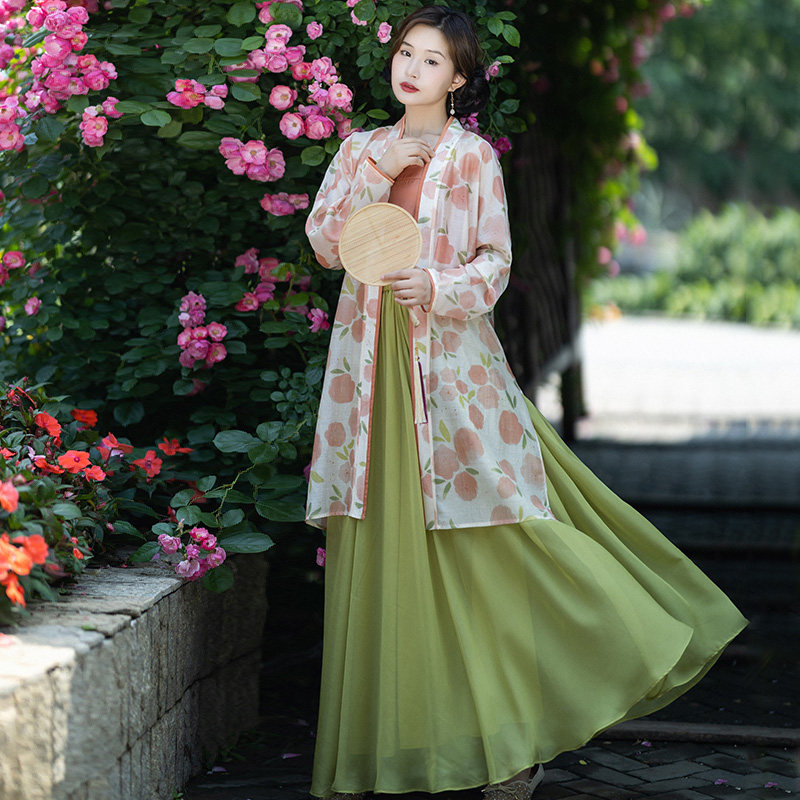 现货【裳下歌】中式印花对襟开衫侧开叉吊带半身裙宋制套装女夏季,淘宝优惠券,粉丝福利购,淘宝优惠卷