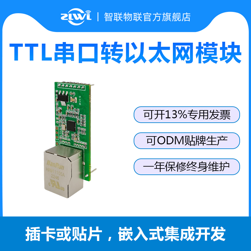 【智联物联】TTL串口转以太网模块透传通信网络插针式ZL-CS11J-图0