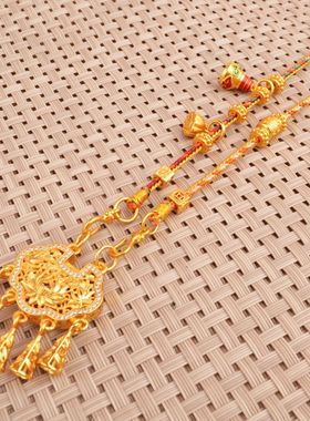 2026新款双钩链绳莲蓬祥云塔回纹五彩绳凤扣项链挂绳女式铃兰花锁