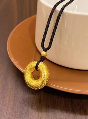 2026沙金古法百福平安扣项链 镀金福字同心圆挂坠平安扣吊坠厂家