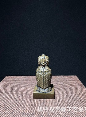 2026黄铜子乍弄鸟尊桌面摆件仿古文玩平底鸟印料印章