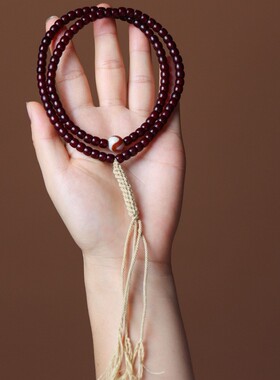 2026菲律宾菩提根手串干磨藏红色朱砂供老型珠5*6DIY虎牙天珠文玩