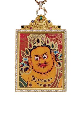 2026青海热贡新藏式手绘唐卡双面佩戴钛钢壳唐卡项链非遗文化文创