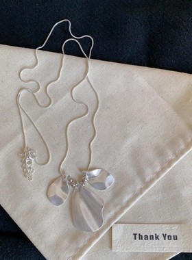 2026拉丝金属花瓣流苏项链女韩国小众简约个性时尚气质百搭颈链锁