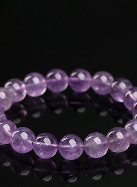 2026鸿初珠宝 天然深紫色薰衣草手链 冰种薰衣草紫水晶圆珠手串散