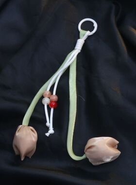 手工郁金香花朵流苏挂件多色