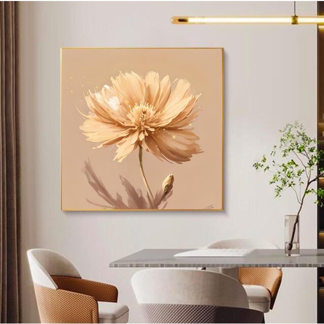 奶油风餐厅装饰画抽象花卉肌理感饭厅挂画客厅卧室正方形高级壁画 - 图2