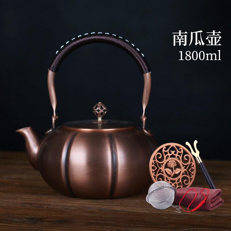 销品丰纯紫铜铜壶烧水壶手工大号煮茶泡茶沏茶器养生茶壶电陶炉品