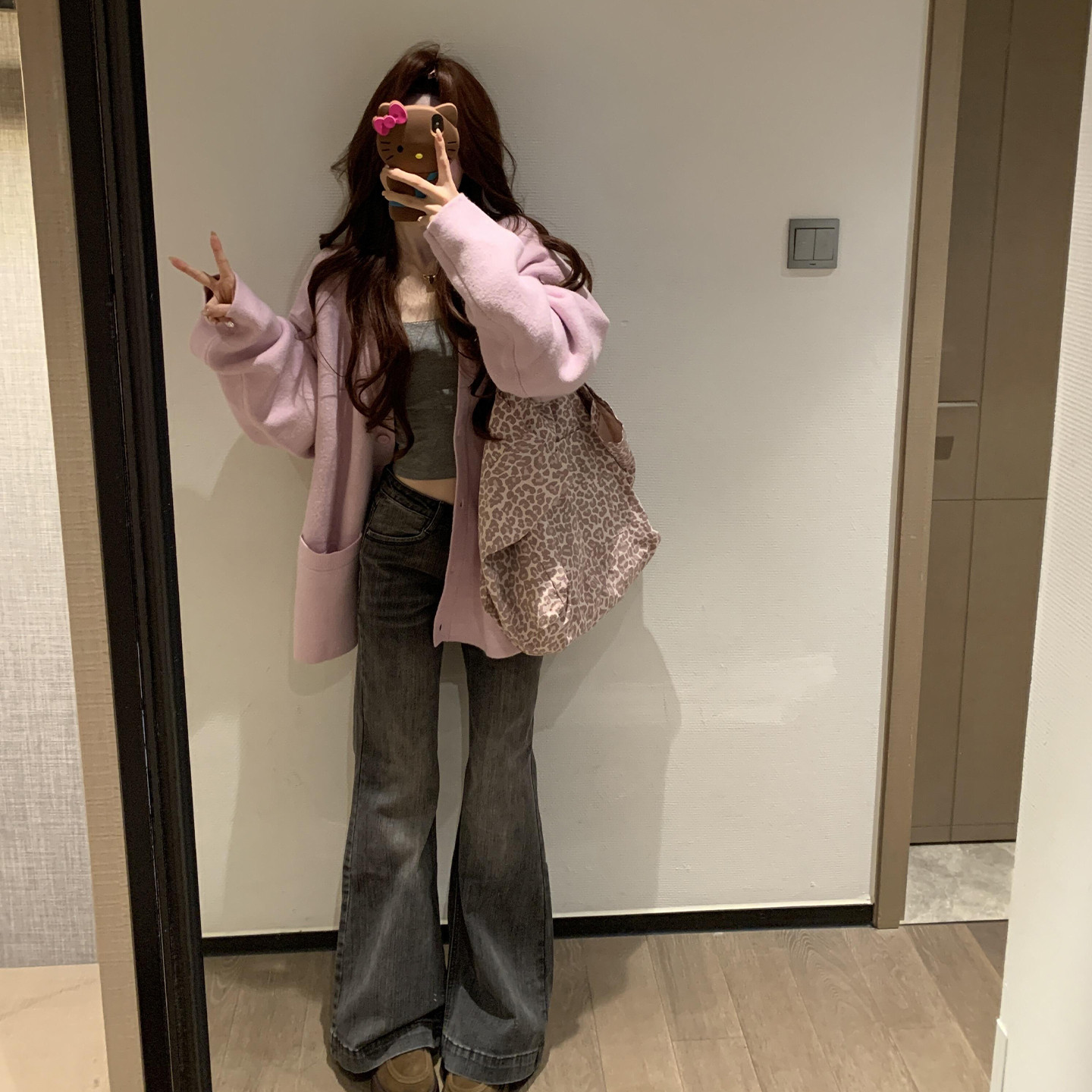 韩系甜美慵懒风V领粉色长袖针织毛衣女秋季百搭宽松开衫chic外套,淘宝优惠券,粉丝福利购,淘宝优惠卷