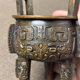 Antique antique pure copper copper three-legged round tripod gluttonous pattern copper incense burner square tripod stove incense burning ornaments home retro