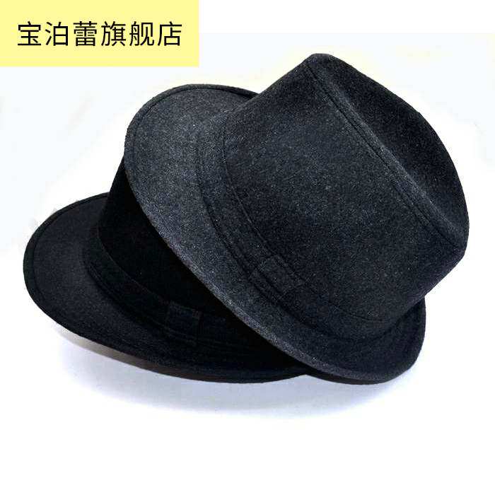 圆边男士英伦爵士帽毛呢爷爷老爷帽 酷古菲帽子