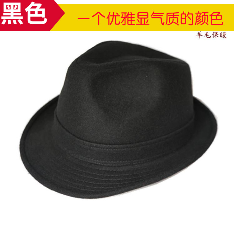 中年人秋冬季羊毛呢男士英伦爵士帽 酷古菲帽子