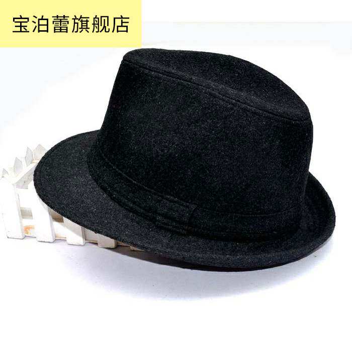 圆边男士英伦爵士帽毛呢爷爷老爷帽 酷古菲帽子