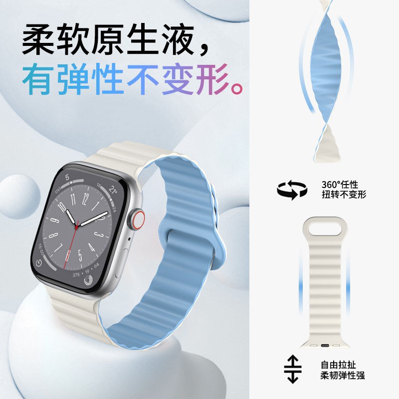 巴鲁斯iwatch8表带applewatch7苹果手表表带s8硅胶iwatchse磁吸s7高级感iwatchs8新款se男款watchse女款ultra - 图0