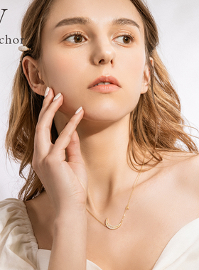 新款小众设计月亮纯银网红项链