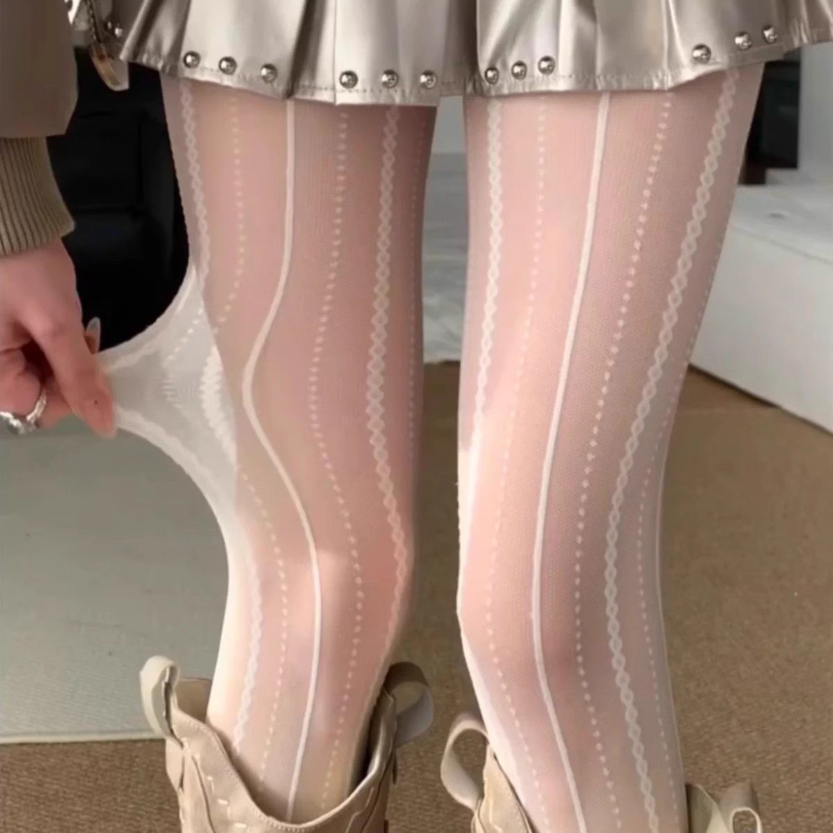 miu系灰色丝袜防勾丝连裤袜超薄秋冬配光腿神器纯欲蕾丝打底裤女,淘宝优惠券,粉丝福利购,淘宝优惠卷