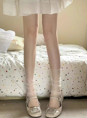 春夏季堆堆薄款波点透明仙女袜子
