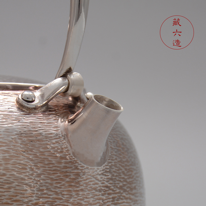 藏六造 晴川锤纹银壶 家用烧水壶日本高端茶壶999纯银纯手工银壶 - 图2