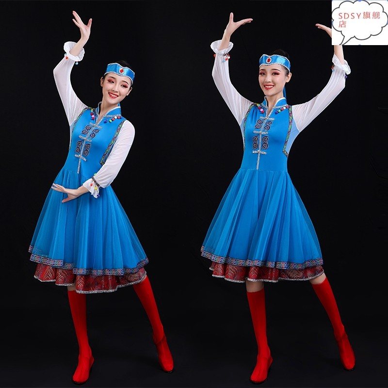 蒙古女成人少数民族大摆裙蒙古袍 sdsy民族服装/舞台装