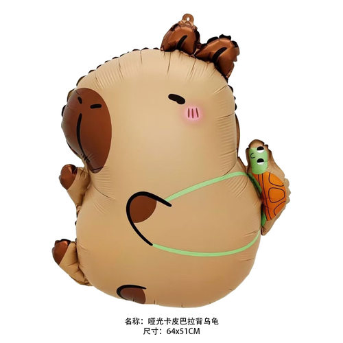 capybara水豚卡皮巴拉主题铝膜气球儿童生日装饰派对布置背景墙 - 图1