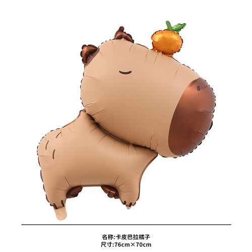 capybara水豚卡皮巴拉主题铝膜气球儿童生日装饰派对布置背景墙 - 图2