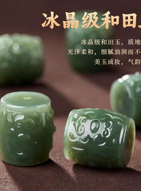 2025沉香木手串男和田玉桶珠文玩佛珠老料盘玩念珠串珠檀木手把件