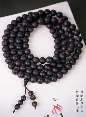 2025缅甸小叶降真香手串降沉香手链108颗沉水奇楠级熟结麻丝醇化